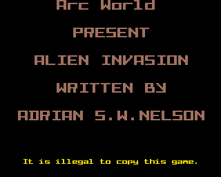 Alien Invasion (Acorn 32-bit) screenshot: Title screen