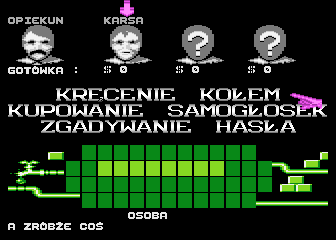 Magia Fortuny (Atari 8-bit) screenshot: Action options