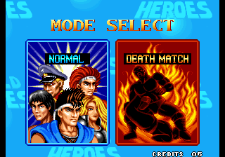 World Heroes (Arcade) screenshot: Mode Select.