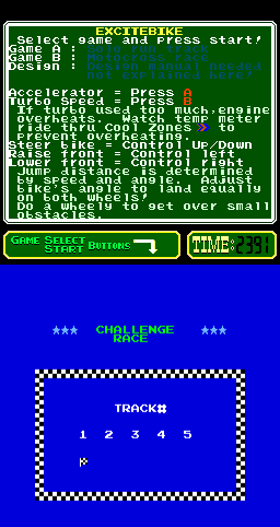 Excitebike (Arcade) screenshot: Choose a track.