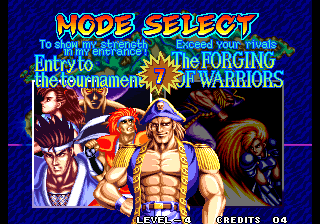 World Heroes 2 JET (Arcade) screenshot: Mode Select.