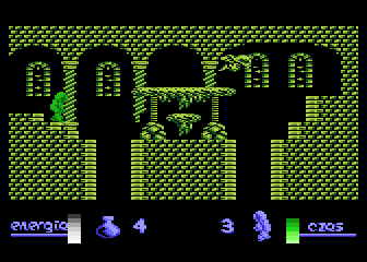 Alchemia (Atari 8-bit) screenshot: As a rule, more difficult way should be selected, the easy one leads to certain death