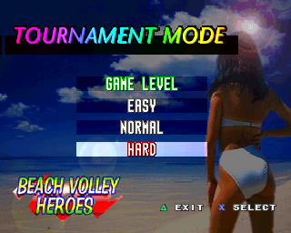 V-Ball: Beach Volley Heroes (PlayStation) screenshot: Tournament mode. Level hard!