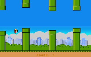 Flappy Bird (Amiga) screenshot: Crashing