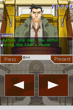 Phoenix Wright: Ace Attorney (Nintendo DS) screenshot: Cross-examination