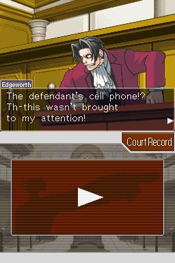 Phoenix Wright: Ace Attorney (Nintendo DS) screenshot: Things aren't going Edgeworth's way.