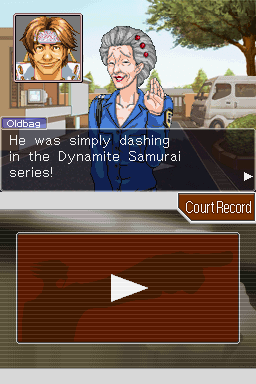 Phoenix Wright: Ace Attorney (Nintendo DS) screenshot: Interrogating the witnesses.