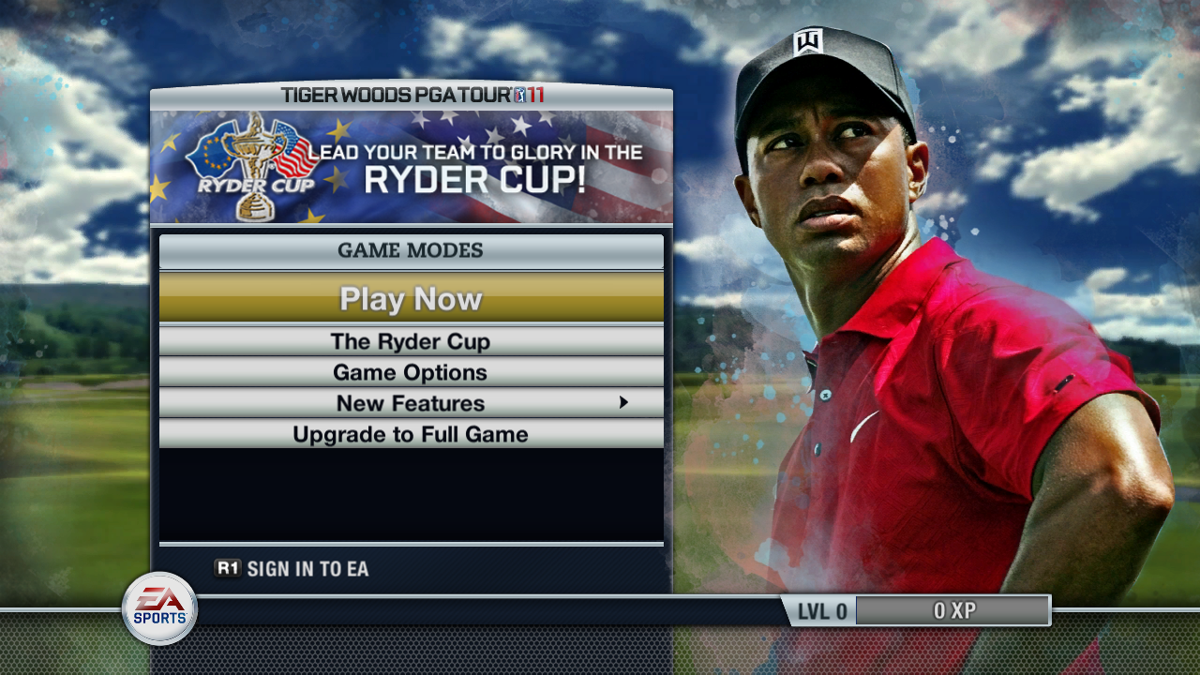 Tiger Woods PGA Tour 11 (PlayStation 3) screenshot: Main menu (demo version)
