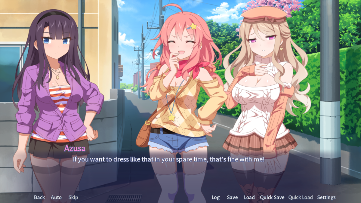 Sakura Sadist (Windows) screenshot: Azusa flirting with her crush Mamiko