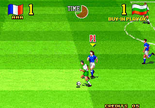 Neo Geo Cup '98: The Road to the Victory (Arcade) screenshot: Attack him!