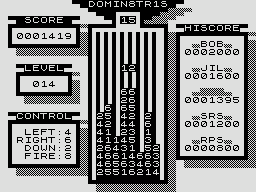 Dominetris (ZX81) screenshot: The game gets harder in later levels
