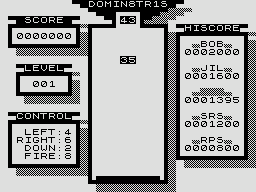 Dominetris (ZX81) screenshot: Starting out