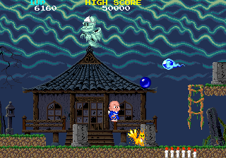 Bonze Adventure (Arcade) screenshot: Fire fox