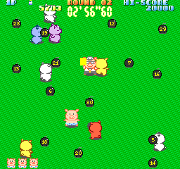 Psycho Pigs UXB (Arcade) screenshot: Next level.
