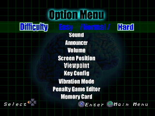Irritating Stick (PlayStation) screenshot: Option Menu