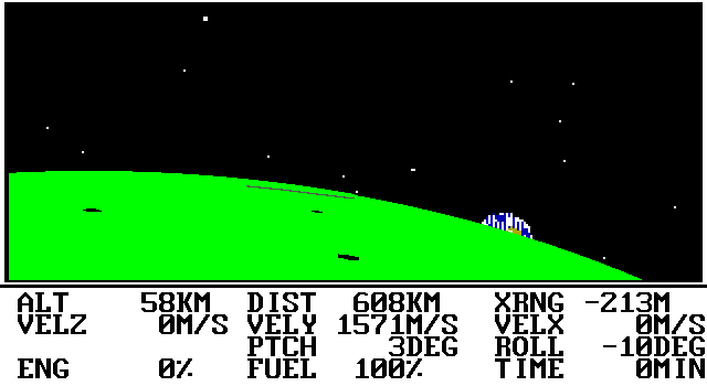 Lunar Explorer: A Space Flight Simulator (DOS) screenshot: In orbit (EGA)