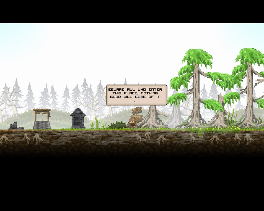 Regions of Ruin (Windows) screenshot: A warning in the swamp.