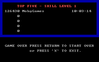 XO-Fighter (DOS) screenshot: Top five