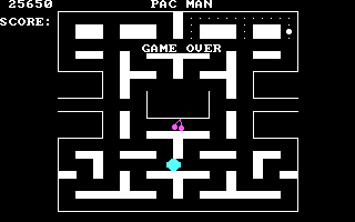 Pac Man (DOS) screenshot: Game over