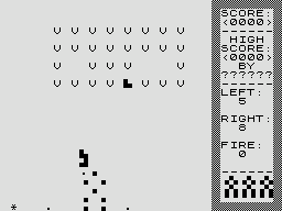 ZX-Galaxians (ZX81) screenshot: I was hit