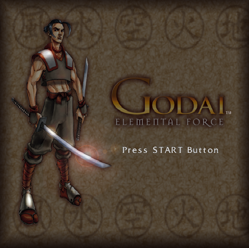 Godai: Elemental Force (PlayStation 2) screenshot: The game's start screen follows a long, scene setting, animated introduction Played via an emulator