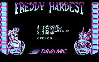 Freddy Hardest (PC Booter) screenshot: Title and menu
