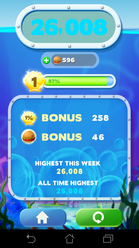 SpongeBob Bubble Party (Android) screenshot: Level stats.