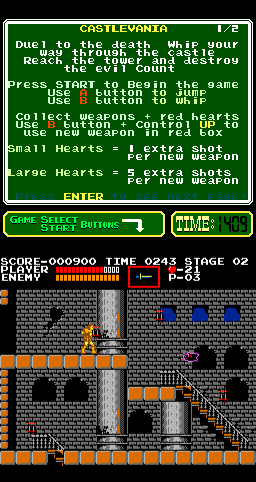 Castlevania (Arcade) screenshot: Head down the stairs.