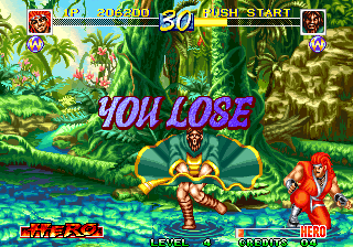 World Heroes Perfect (Arcade) screenshot: You lose.