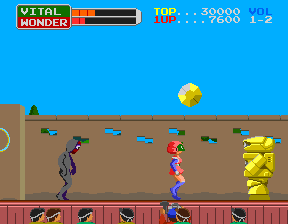 Wonder Momo (Arcade) screenshot: A robot to beat this time.