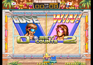 Windjammers (Arcade) screenshot: You lose.