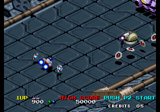 Viewpoint (Arcade) screenshot: Gun turrets to destroy.