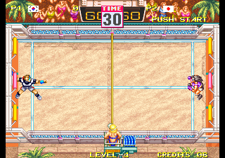 Windjammers (Arcade) screenshot: Throw the frisbee.