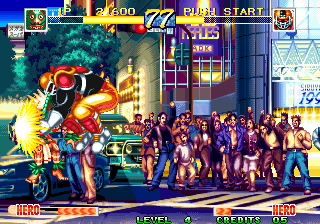 World Heroes Perfect (Arcade) screenshot: Big hit on the head.