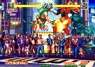 World Heroes Perfect (Arcade) screenshot: Punching back.