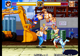 World Heroes 2 JET (Arcade) screenshot: Throwing him away.