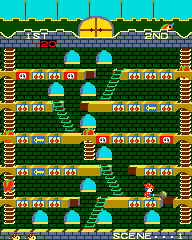 Mr. Do!'s Castle (Arcade) screenshot: Banging a block.