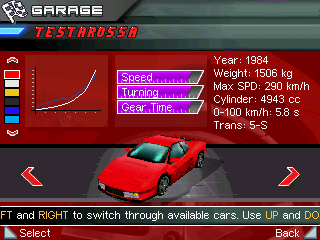 Ferrari GT: Evolution (Windows Mobile) screenshot: Car selection (QVGA v. 1.0.9)