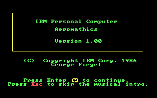 Aeromathics (DOS) screenshot: Title screen