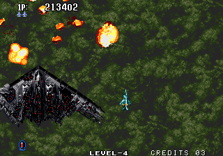 Aero Fighters 2 (Arcade) screenshot: Destroyed the boss.