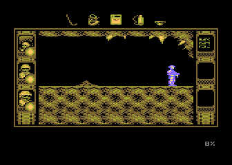 SOS Saturn (Atari 8-bit) screenshot: When an enemy is killed pile of ash remains
