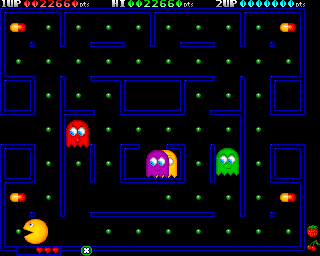 Deluxe PacMan (Amiga) screenshot: The next level features a new kind of powerpills (ECS version)