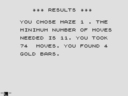 Supermaze (ZX81) screenshot: Results - not very good