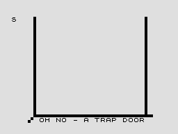 Supermaze (ZX81) screenshot: Falling through a trap door