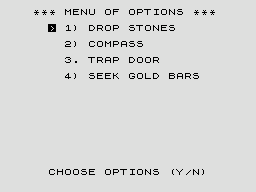 Supermaze (ZX81) screenshot: Options menu