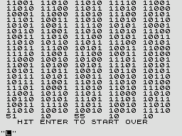 Supermaze (ZX81) screenshot: This is how the data behind the mazes look like