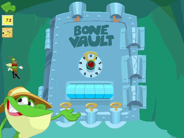 JumpStart 2nd Grade (Windows) screenshot: The Bone Vault...a centuries-old safe which can only be cracked open with the power of maths!