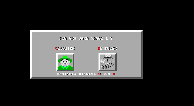 Kto spotka UFO (DOS) screenshot: Select side