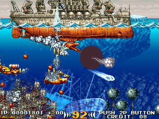 In the Hunt (Arcade) screenshot: Total battle mess