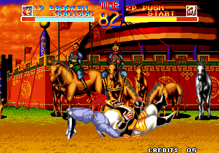 World Heroes (Arcade) screenshot: Wrestling!